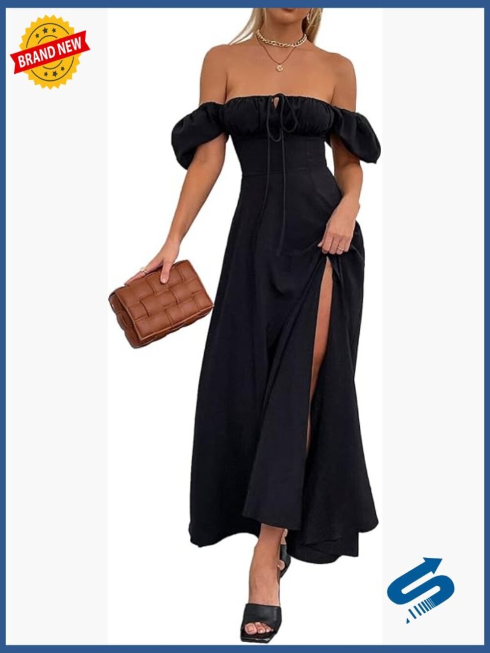 Puff Sleeve Floral Split Maxi Dress Flowy A Line Casual Beach Long Dresses